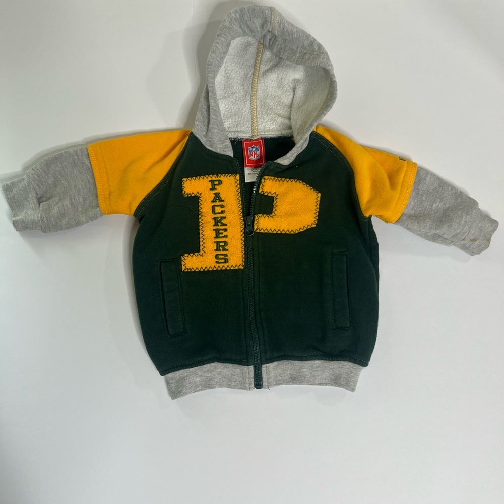 NFL Green Bay Packers Green and Yellow Varsity Hoodie Sweatshirt vintage